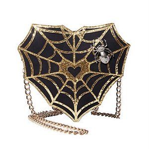 Betsey Johnson Web Surfer Spider Heart Crossbody Bag, Black